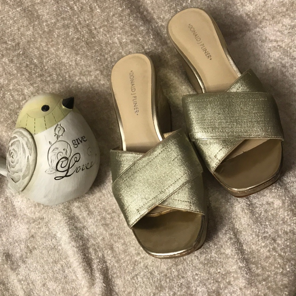 Donald J Pliner Gold Wedge Sandal